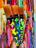 Set of Four Large Flat Shader Glitter Paint Brushes