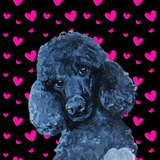 Valentines Pup painting with pink hearts
