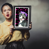 Valentines Pup painting with pink hearts
