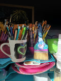 Ursula painted on the new ursula glitter color. 3" Chip Brush - Collector Art Piece Paint Brush