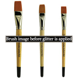 Set of Three Flat Glazing Glitter Paint Brushes - Then select glitter color!