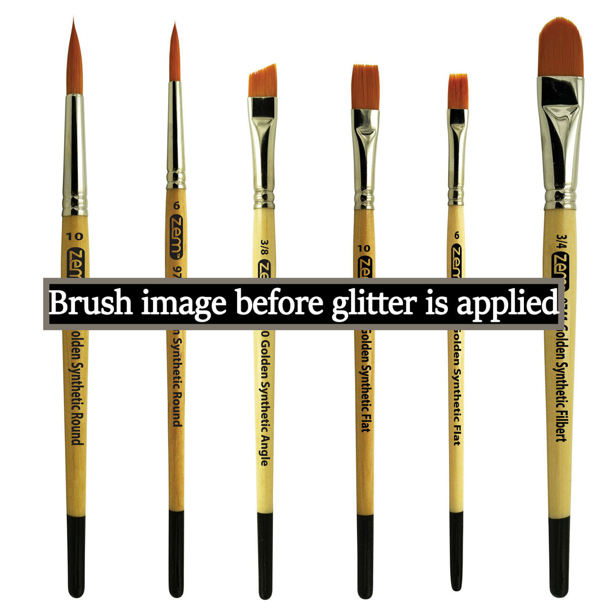 Zem Brush Student Golden Synthetic Rounds Brushes Set Sizes 2,4,6,8,10