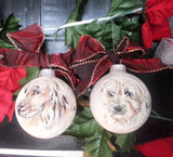 Live Edge Wood Disc or Wood Square Hand Painted Pet Portrait Christmas Ornament With Cord