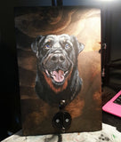 Small Rustic Wooden Leash Hook - Custom Dog Portrait - Personalized Dog Painting Collar Hanger - Puppy Portrait Leash Hook