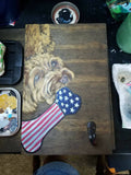 Small Rustic Wooden Leash Hook - Custom Dog Portrait - Personalized Dog Painting Collar Hanger - Puppy Portrait Leash Hook