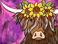 Highland Cow Paint Party on Canvas-You must prepay online - In-person Event