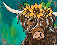 Highland Cow Paint Party on Canvas-You must prepay online - In-person Event