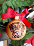 Live Edge Wood Disc or Wood Square Hand Painted Pet Portrait Christmas Ornament With Cord