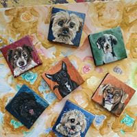 Mini Dog Painting Canvas - Anniversary Pet Portrait Small Canvas - Memory Making Pet Art 2x2