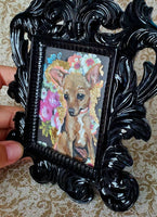 Framed Gold Leaf Accent Shelf Pet Portrait 2.5x3.5